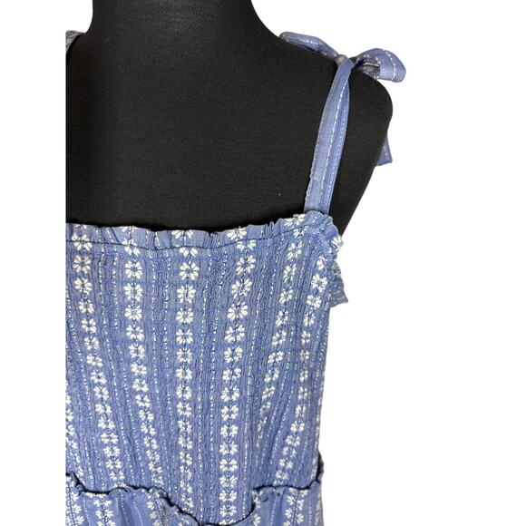Draper James RSVP Tiered Maxi Dress Smocked Sleeveless with Tie Straps Blue XL - Picture 8 of 16